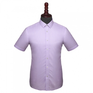 經典浪漫紫色波浪紋短袖襯衫 