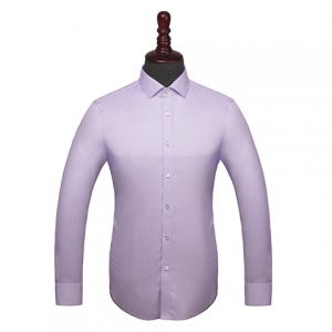 紫色細條紋長袖襯衫定制 