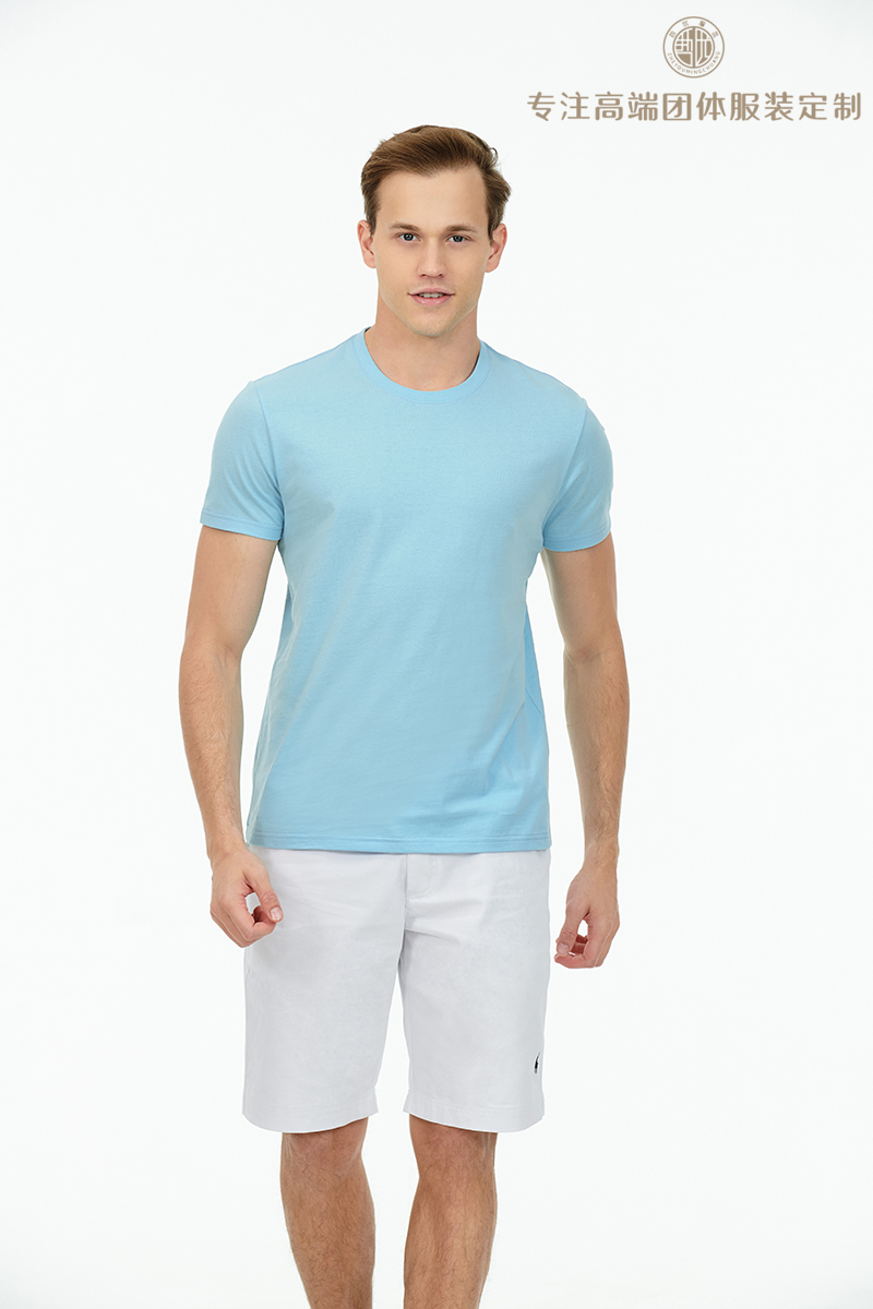 淺藍色精梳棉T恤(圖1)