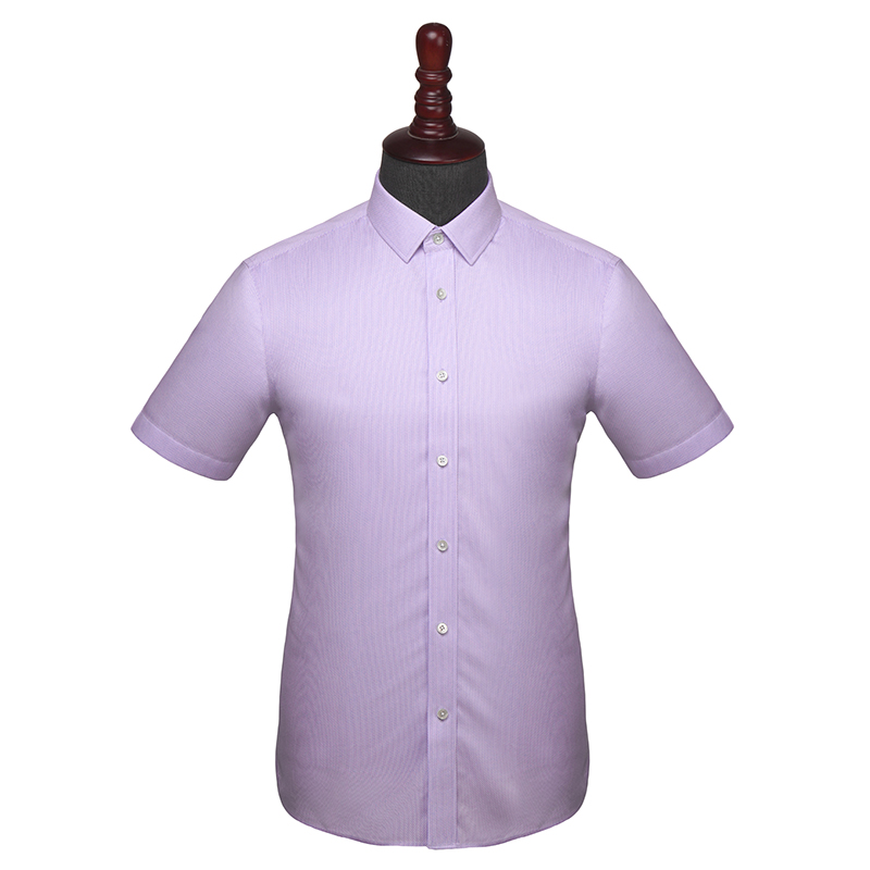 經典浪漫紫色波浪紋短袖襯衫(圖1)