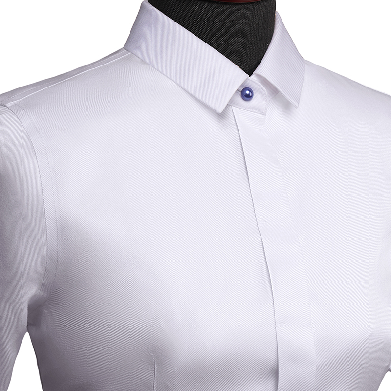 時尚白色女款長袖襯衫定制(圖2)