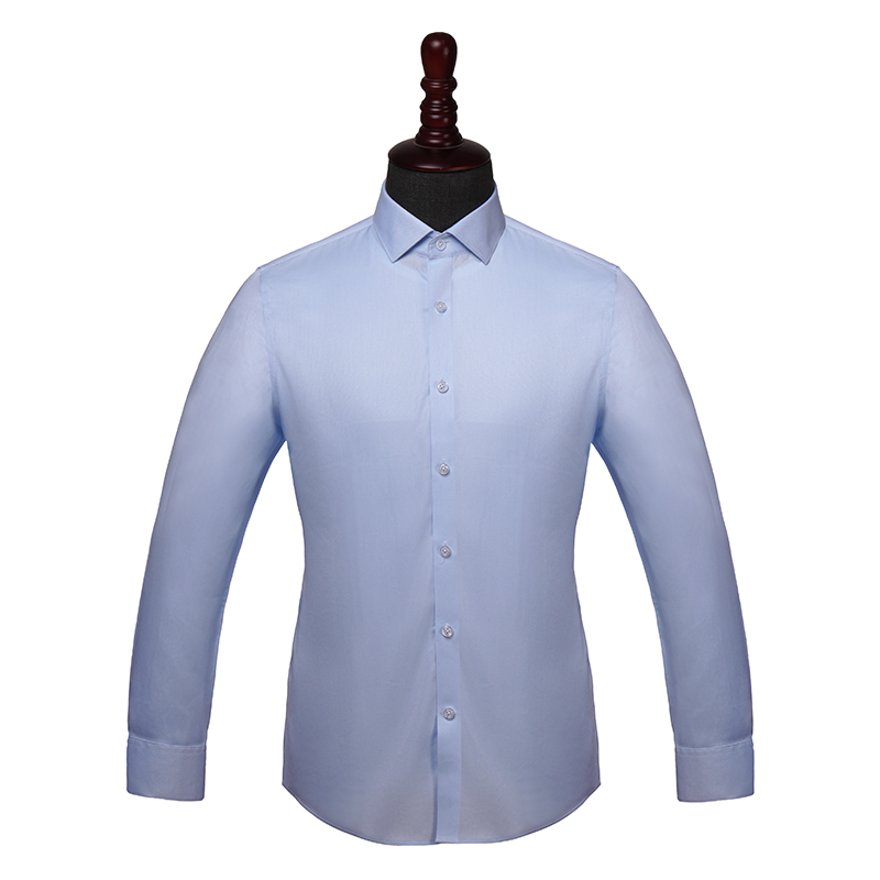 藍色基礎款斜紋長袖襯衫(圖1)